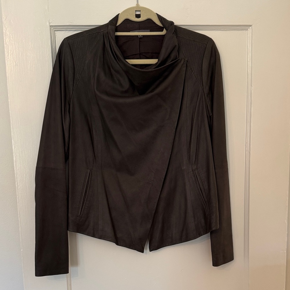 Vince Dark Grey Leather Jacket